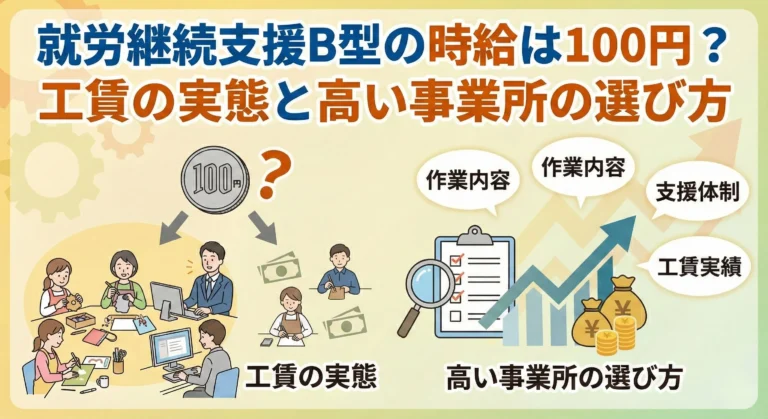 就労継続支援B型の時給は100円？工賃の実態と高い事業所の選ひ…