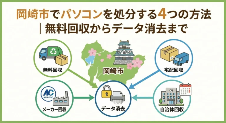 岡崎市でパソコンを処分する4つの方法｜無料回収からデータ消去…