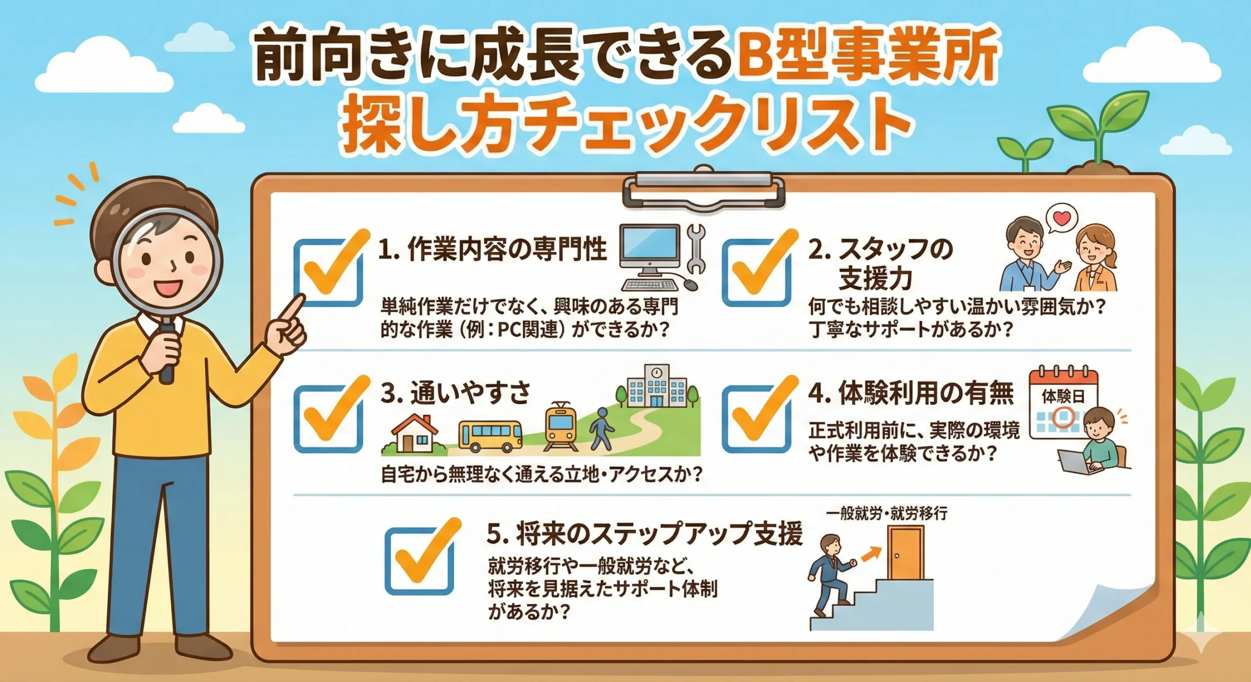 PCスキルが身につくB型事業所の選び方5つのポイント