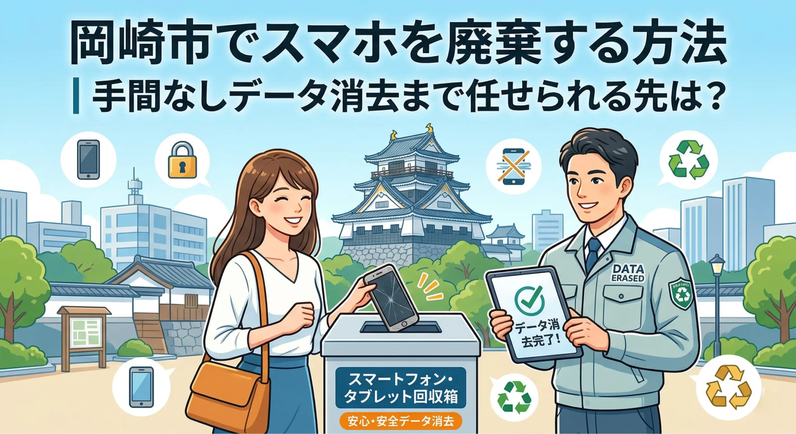 岡崎市でスマホを廃棄する方法｜手間なしデータ消去まで任せられる先は？